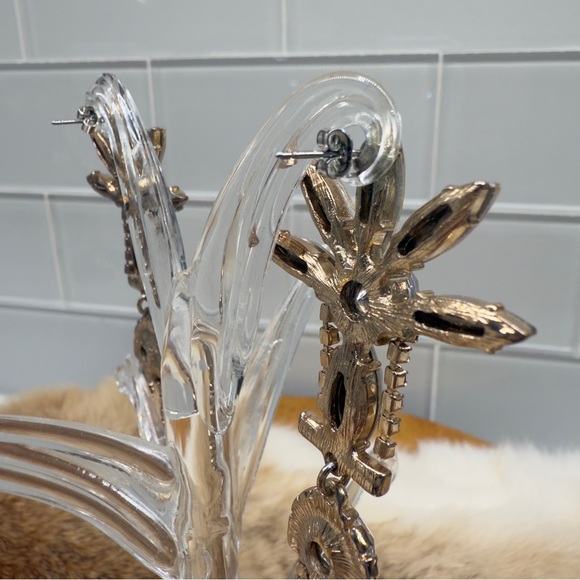 Boho Suncatcher Chandelier 1950s Style Aurora Borealis Rhinestones Earrings - Picture 7 of 8